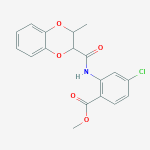 molecular formula C18H16ClNO5 B4392003 methyl 4-chloro-2-{[(3-methyl-2,3-dihydro-1,4-benzodioxin-2-yl)carbonyl]amino}benzoate 