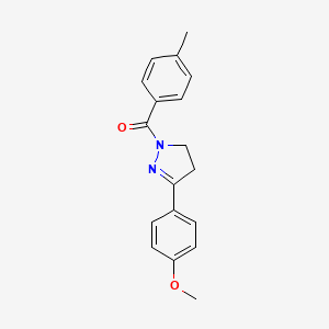 molecular formula C18H18N2O2 B4392060 3-(4-methoxyphenyl)-1-(4-methylbenzoyl)-4,5-dihydro-1H-pyrazole 