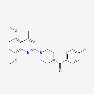 molecular formula C24H27N3O3 B4392191 5,8-dimethoxy-4-methyl-2-[4-(4-methylbenzoyl)-1-piperazinyl]quinoline 
