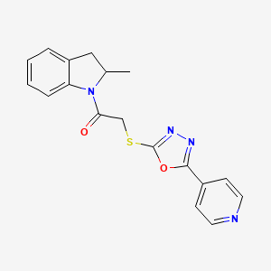 molecular formula C18H16N4O2S B4392242 2-methyl-1-({[5-(4-pyridinyl)-1,3,4-oxadiazol-2-yl]thio}acetyl)indoline 