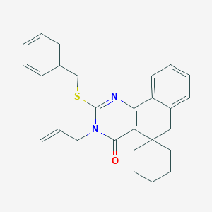 molecular formula C27H28N2OS B439226 3-allyl-2-(benzylsulfanyl)-5,6-dihydrospiro(benzo[h]quinazoline-5,1'-cyclohexane)-4(3H)-one CAS No. 353787-50-5