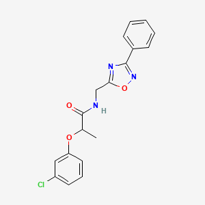 molecular formula C18H16ClN3O3 B4392302 2-(3-chlorophenoxy)-N-[(3-phenyl-1,2,4-oxadiazol-5-yl)methyl]propanamide 