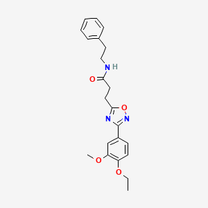 molecular formula C22H25N3O4 B4392347 3-[3-(4-ethoxy-3-methoxyphenyl)-1,2,4-oxadiazol-5-yl]-N-(2-phenylethyl)propanamide 
