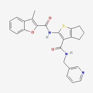 molecular formula C24H21N3O3S B4392406 3-methyl-N-(3-{[(3-pyridinylmethyl)amino]carbonyl}-5,6-dihydro-4H-cyclopenta[b]thien-2-yl)-1-benzofuran-2-carboxamide 