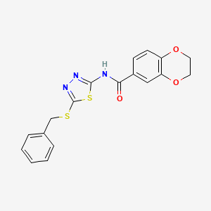 molecular formula C18H15N3O3S2 B4392415 N-[5-(benzylthio)-1,3,4-thiadiazol-2-yl]-2,3-dihydro-1,4-benzodioxine-6-carboxamide 