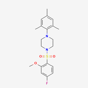 molecular formula C20H25FN2O3S B4392579 1-[(4-fluoro-2-methoxyphenyl)sulfonyl]-4-mesitylpiperazine 