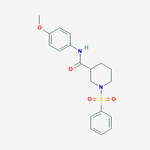 molecular formula C19H22N2O4S B4392602 N-(4-methoxyphenyl)-1-(phenylsulfonyl)-3-piperidinecarboxamide 