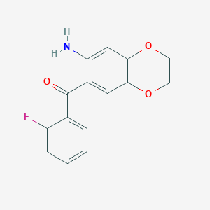 molecular formula C15H12FNO3 B4392764 (7-amino-2,3-dihydro-1,4-benzodioxin-6-yl)(2-fluorophenyl)methanone 