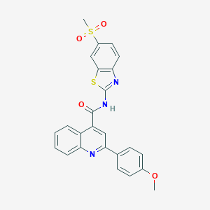 molecular formula C25H19N3O4S2 B439284 2-(4-methoxyphenyl)-N-[6-(methylsulfonyl)-1,3-benzothiazol-2-yl]-4-quinolinecarboxamide CAS No. 353470-13-0