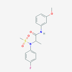 molecular formula C17H19FN2O4S B4392852 N~2~-(4-fluorophenyl)-N~1~-(3-methoxyphenyl)-N~2~-(methylsulfonyl)alaninamide 