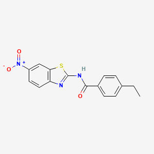 molecular formula C16H13N3O3S B4392861 4-ethyl-N-(6-nitro-1,3-benzothiazol-2-yl)benzamide 
