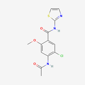 molecular formula C13H12ClN3O3S B4392883 4-(acetylamino)-5-chloro-2-methoxy-N-1,3-thiazol-2-ylbenzamide 
