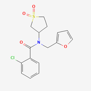 molecular formula C16H16ClNO4S B4392888 2-chloro-N-(1,1-dioxidotetrahydro-3-thienyl)-N-(2-furylmethyl)benzamide 