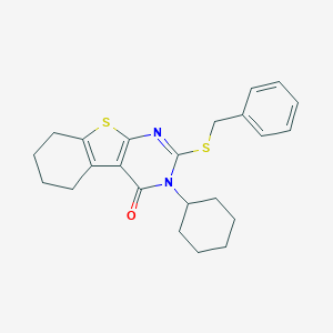 molecular formula C23H26N2OS2 B439293 2-(benzylsulfanyl)-3-cyclohexyl-5,6,7,8-tetrahydro[1]benzothieno[2,3-d]pyrimidin-4(3H)-one CAS No. 327170-71-8