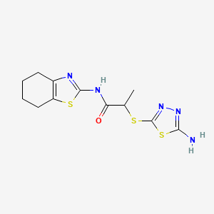 molecular formula C12H15N5OS3 B4392945 2-[(5-amino-1,3,4-thiadiazol-2-yl)thio]-N-(4,5,6,7-tetrahydro-1,3-benzothiazol-2-yl)propanamide 
