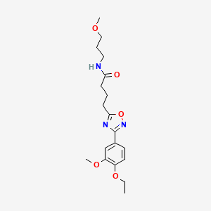 molecular formula C19H27N3O5 B4392986 4-[3-(4-ethoxy-3-methoxyphenyl)-1,2,4-oxadiazol-5-yl]-N-(3-methoxypropyl)butanamide 