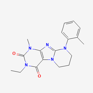 molecular formula C18H21N5O2 B4393001 3-ethyl-1-methyl-9-(2-methylphenyl)-6,7,8,9-tetrahydropyrimido[2,1-f]purine-2,4(1H,3H)-dione 