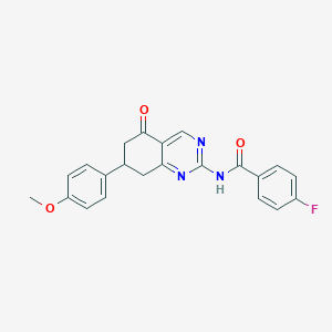 molecular formula C22H18FN3O3 B4393015 4-fluoro-N-[7-(4-methoxyphenyl)-5-oxo-5,6,7,8-tetrahydro-2-quinazolinyl]benzamide 