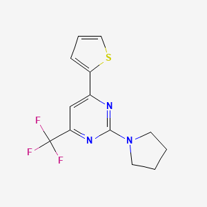 molecular formula C13H12F3N3S B4393067 2-(1-pyrrolidinyl)-4-(2-thienyl)-6-(trifluoromethyl)pyrimidine 