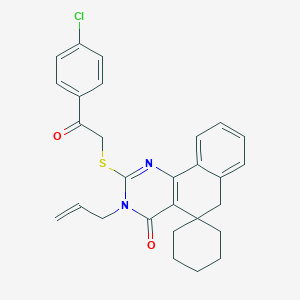 molecular formula C28H27ClN2O2S B439307 2-[2-(4-chlorophenyl)-2-oxoethyl]sulfanyl-3-prop-2-enylspiro[6H-benzo[h]quinazoline-5,1'-cyclohexane]-4-one CAS No. 332024-50-7