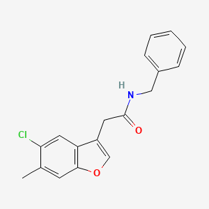 molecular formula C18H16ClNO2 B4393074 N-benzyl-2-(5-chloro-6-methyl-1-benzofuran-3-yl)acetamide 