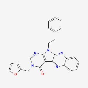 molecular formula C25H19N5O2 B4393093 3-(2-furylmethyl)-11-(2-phenylethyl)-3,11-dihydro-4H-pyrimido[5',4':4,5]pyrrolo[2,3-b]quinoxalin-4-one 