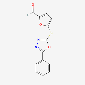 molecular formula C13H8N2O3S B4393101 5-[(5-phenyl-1,3,4-oxadiazol-2-yl)thio]-2-furaldehyde 