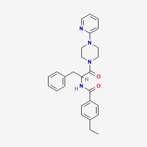 molecular formula C27H30N4O2 B4393122 N-{1-benzyl-2-oxo-2-[4-(2-pyridinyl)-1-piperazinyl]ethyl}-4-ethylbenzamide 