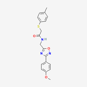 molecular formula C19H19N3O3S B4393174 N-{[3-(4-methoxyphenyl)-1,2,4-oxadiazol-5-yl]methyl}-2-[(4-methylphenyl)thio]acetamide 