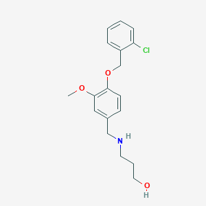 molecular formula C18H22ClNO3 B4393225 3-({4-[(2-chlorobenzyl)oxy]-3-methoxybenzyl}amino)-1-propanol 