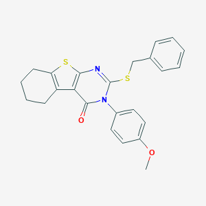 molecular formula C24H22N2O2S2 B439324 2-(benzylsulfanyl)-3-(4-methoxyphenyl)-5,6,7,8-tetrahydro[1]benzothieno[2,3-d]pyrimidin-4(3H)-one CAS No. 312585-65-2