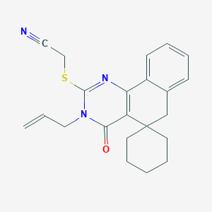 molecular formula C22H23N3OS B439325 2-(4-oxo-3-prop-2-enylspiro[6H-benzo[h]quinazoline-5,1'-cyclohexane]-2-yl)sulfanylacetonitrile CAS No. 332024-49-4