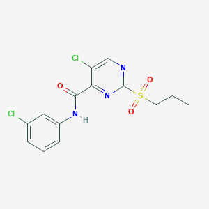 molecular formula C14H13Cl2N3O3S B4393307 5-chloro-N-(3-chlorophenyl)-2-(propylsulfonyl)-4-pyrimidinecarboxamide 