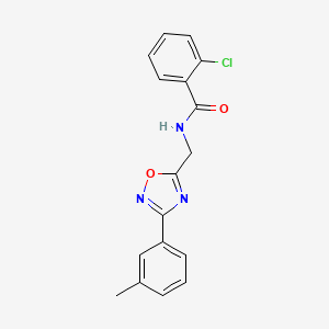 molecular formula C17H14ClN3O2 B4393321 2-chloro-N-{[3-(3-methylphenyl)-1,2,4-oxadiazol-5-yl]methyl}benzamide 