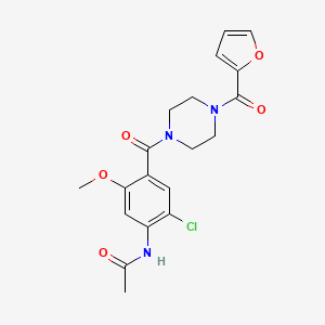 molecular formula C19H20ClN3O5 B4393359 N-(2-chloro-4-{[4-(2-furoyl)-1-piperazinyl]carbonyl}-5-methoxyphenyl)acetamide 