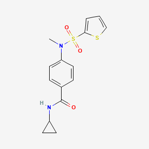 molecular formula C15H16N2O3S2 B4393369 N-cyclopropyl-4-[methyl(2-thienylsulfonyl)amino]benzamide 