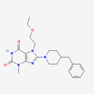 molecular formula C22H29N5O3 B4393406 8-(4-benzyl-1-piperidinyl)-7-(2-ethoxyethyl)-3-methyl-3,7-dihydro-1H-purine-2,6-dione 