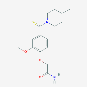 molecular formula C16H22N2O3S B4393454 2-{2-methoxy-4-[(4-methyl-1-piperidinyl)carbonothioyl]phenoxy}acetamide 