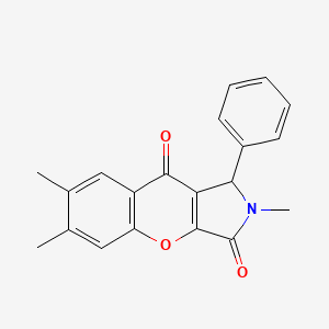 molecular formula C20H17NO3 B4393471 2,6,7-trimethyl-1-phenyl-1,2-dihydrochromeno[2,3-c]pyrrole-3,9-dione 