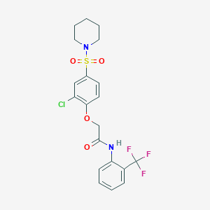 molecular formula C20H20ClF3N2O4S B4393489 2-[2-chloro-4-(1-piperidinylsulfonyl)phenoxy]-N-[2-(trifluoromethyl)phenyl]acetamide 