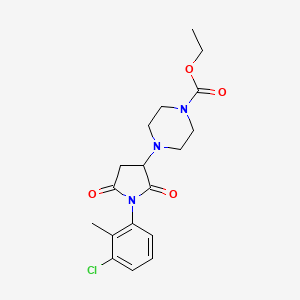 molecular formula C18H22ClN3O4 B4393502 ethyl 4-[1-(3-chloro-2-methylphenyl)-2,5-dioxo-3-pyrrolidinyl]-1-piperazinecarboxylate 