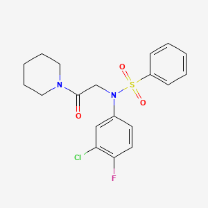 molecular formula C19H20ClFN2O3S B4393517 N-(3-chloro-4-fluorophenyl)-N-[2-oxo-2-(1-piperidinyl)ethyl]benzenesulfonamide 
