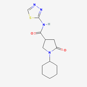 molecular formula C13H18N4O2S B4393531 1-cyclohexyl-5-oxo-N-1,3,4-thiadiazol-2-yl-3-pyrrolidinecarboxamide 