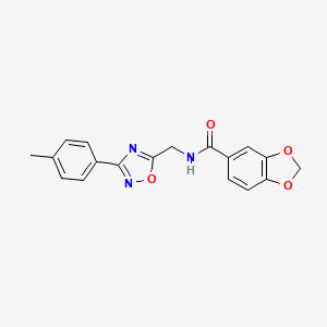 molecular formula C18H15N3O4 B4393537 N-{[3-(4-methylphenyl)-1,2,4-oxadiazol-5-yl]methyl}-1,3-benzodioxole-5-carboxamide 