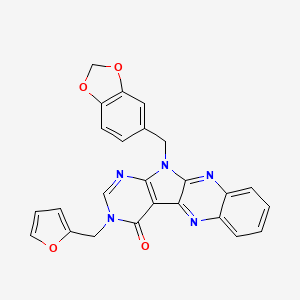 molecular formula C25H17N5O4 B4393576 11-(1,3-benzodioxol-5-ylmethyl)-3-(2-furylmethyl)-3,11-dihydro-4H-pyrimido[5',4':4,5]pyrrolo[2,3-b]quinoxalin-4-one 