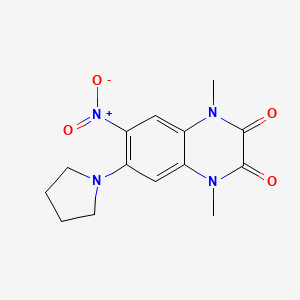 molecular formula C14H16N4O4 B4393609 1,4-dimethyl-6-nitro-7-(1-pyrrolidinyl)-1,4-dihydro-2,3-quinoxalinedione 