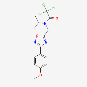 molecular formula C15H16Cl3N3O3 B4393616 2,2,2-trichloro-N-isopropyl-N-{[3-(4-methoxyphenyl)-1,2,4-oxadiazol-5-yl]methyl}acetamide 
