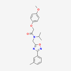 molecular formula C22H25N3O4 B4393620 N-isopropyl-2-(4-methoxyphenoxy)-N-{[3-(3-methylphenyl)-1,2,4-oxadiazol-5-yl]methyl}acetamide 