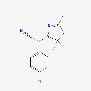 molecular formula C14H16ClN3 B4393625 (4-chlorophenyl)(3,5,5-trimethyl-4,5-dihydro-1H-pyrazol-1-yl)acetonitrile 