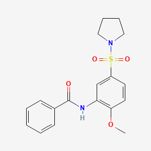 molecular formula C18H20N2O4S B4393636 N-[2-methoxy-5-(1-pyrrolidinylsulfonyl)phenyl]benzamide 